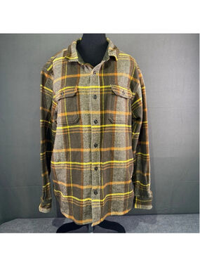 Woolrich Jacket Men’s L Buffalo Plaid Flannel Chore Workwear Barn Coat Brown